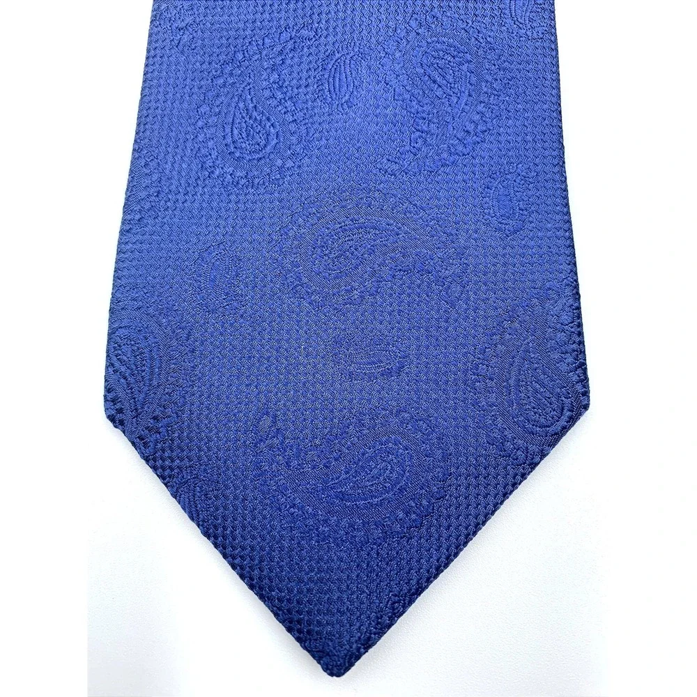 JOS A BANK TRAVELER‎ Stain Resistant Paisley 100% Silk Mens Necktie Blue